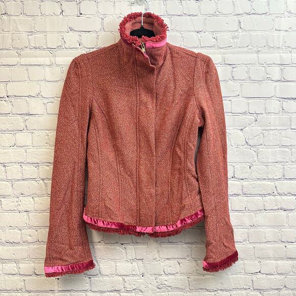 Diane von Furstenberg Marika Wool Tweed Jacket Zip Up Size 6 Vintage - Picture 7 of 11